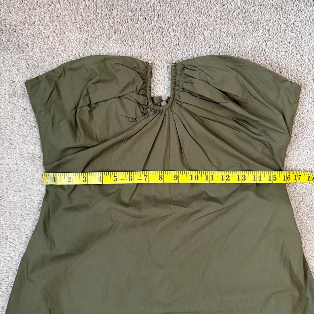 Bardot Lora‎ Strapless Cotton Poplin Maxi Dress Khaki Green 10 - Picture 7 of 8